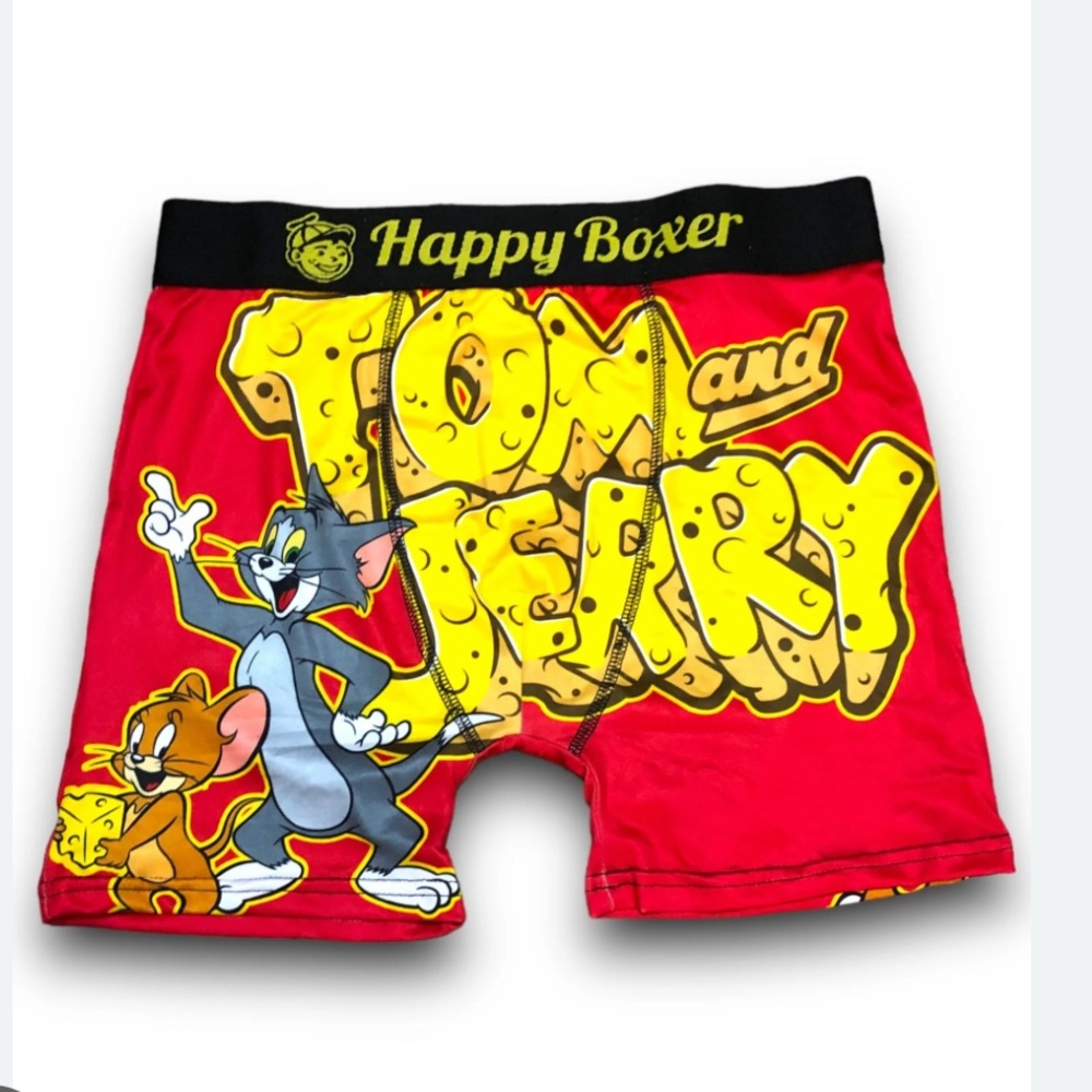 HAPPY BOXER Tom and Jerry Red Boxer Brief Shorts CHEESE BOX NEW XL